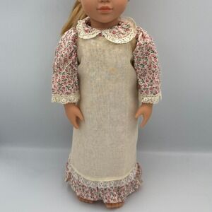 VTG |Handmade| Pink Floral Dress Sheer Overlay fits‎ American Girl/16-18in Doll
